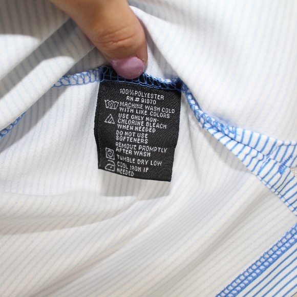 Tour Collection Men's Blue Striped Polo Shirt - Picture 6 of 7